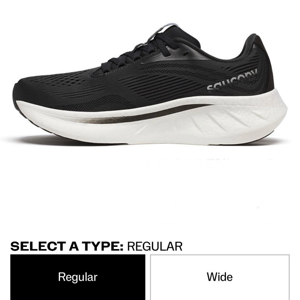 SAUCONY RIDE 18 Black/White Shoe - Picture 7 of 16